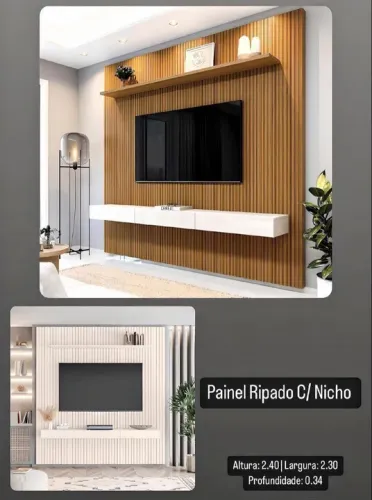 Painel ripado com nicho