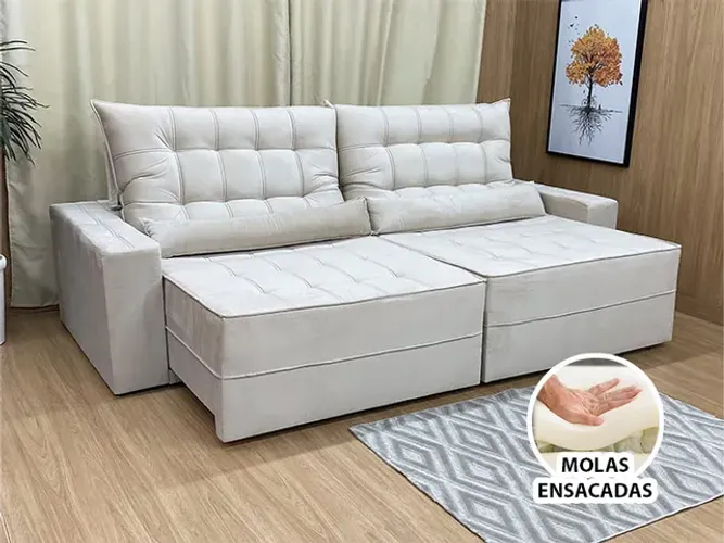 Sofá Retrátil Reclinável 2,90m D33 Molas Ensacadas Elegance a64