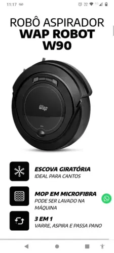 Aspirador de pó robô Wap w90 bivolt sem fio
