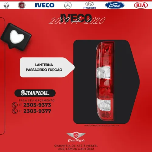 lanterna passageiro furgão - iveco