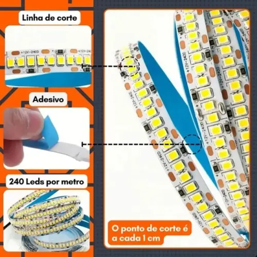 Fita 240 led Perfil de led 3000k 4000k 6500k