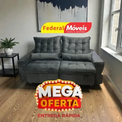 Sofá Retrátil e Reclinável 2,20M Cinza D33 VÁRIAS CORES