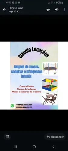 Alugo cama elástica, piscina de bolinha e kit de mesas