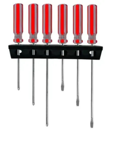 Jogo De Chaves Fenda Philips Com 6 Pe?s Ferramentas C/ Suporte/ VERDE 