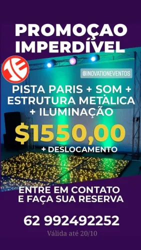 Promoção festa completa com pista Paris som iluminação 
