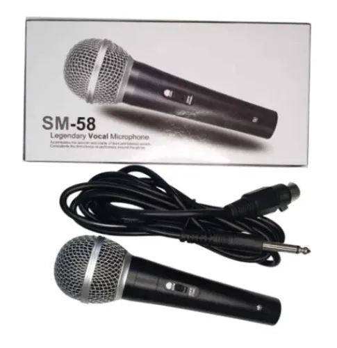 Microfone Dinâmico Profissional de Metal com Fio de 5 metros Sm-58 Premium Dynamic