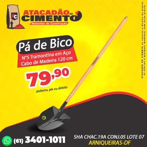 Pá de Bico N°5 Tramontina em Aço com Cabo de Madeira 120 cm