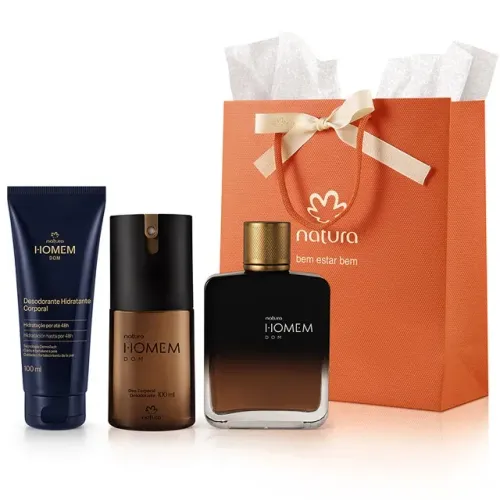 Presente Natura Homem Dom Perfume + Hidratante e Deo Corporal