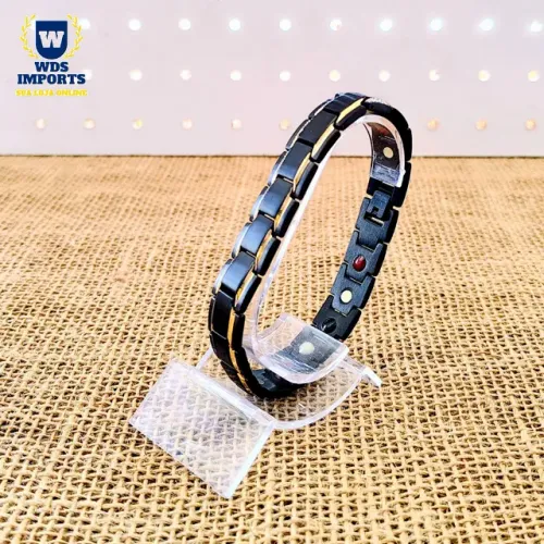 Pulseira Bracelete Unissex Íons Magnética Aço Inox - Vnox