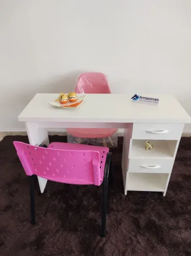 Mesa de escritório branca com gavetas - Duna