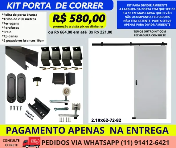Kit COD8 porta de correr - com ferragens 
