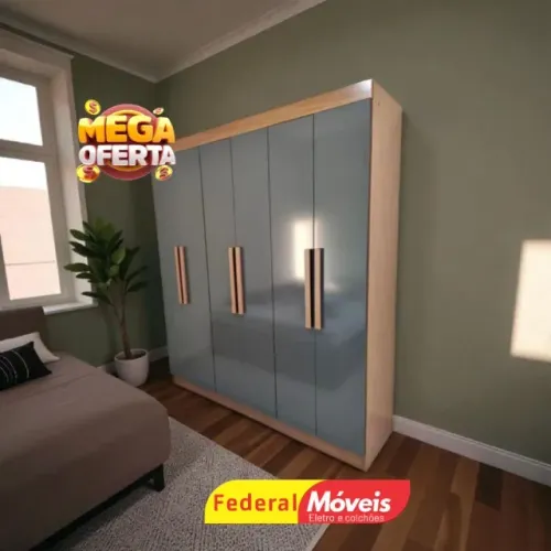 GUARDA ROUPA 100%MDF CINZA DE CASAL MEGA OFERTA 