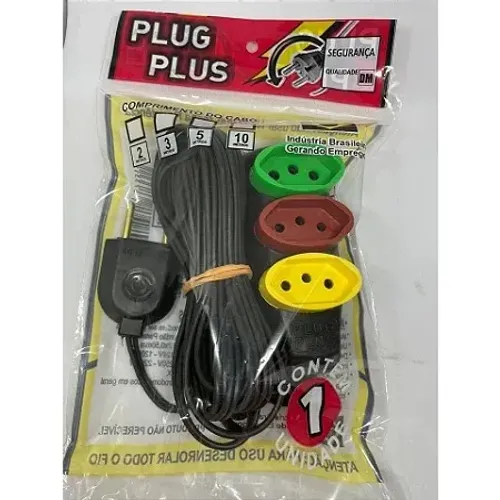 extensão elétrica com 3 tomadas colors plug plus