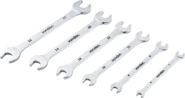 Jogo de chaves fixas, 6 mm a 17 mm cromadas, VONDER