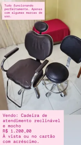 Cadeira Reclinável e Mocho de Atendimento 