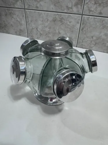Baleiro bomboniere vidro 5 gomos 250ml giratorio