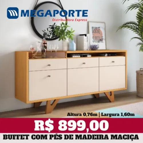 Buffet Bancada com Pés de Madeira Maciça (Novo) Entrega Grátis!