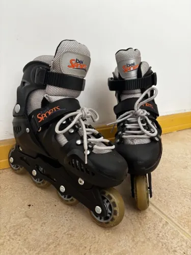 Patins Roller In-line Bel Sports Cor Preto Tamanho Ajustável (36 ao 39) + Brinde