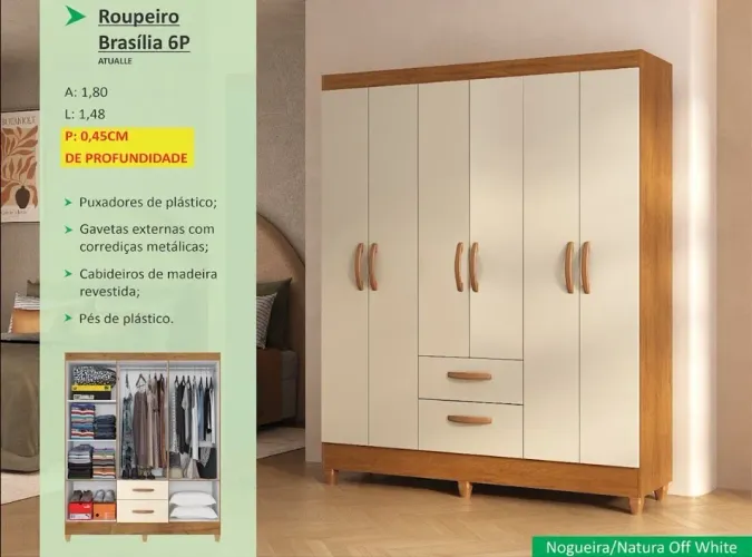 Guarda roupa 6 portas. Entrega e montagem grátis