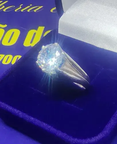 Anel Pé de Cabra Prata 950 Pedra Zircônia 8 mm Peso 7.00 Gramas                           
