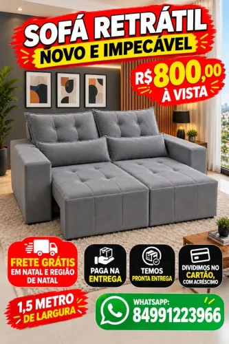 Renove sua sala com nosso lindo sofá retrátil, não cobramos frete em Natal e grande Natal.