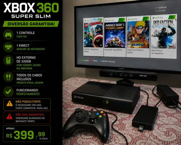 Xbox 360 super slim com HD de 320 gigas com jogos