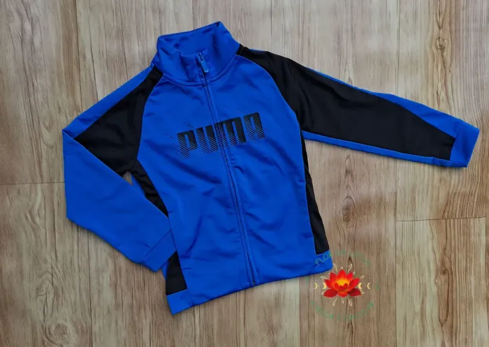Jaqueta Esportiva Infantil Puma Azul e Preta Original Tam.6