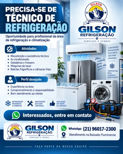 VAGA ABERTA ? TÉCNICO DE REFRIGERAÇÃO GILSON SJ DE MERITI