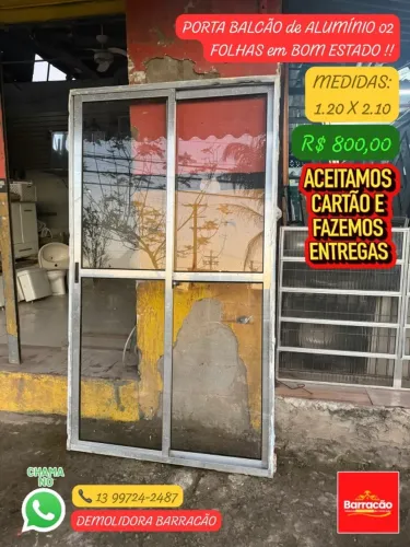 Porta Balcão de Alumínio 120x210 em BOM ESTADO!