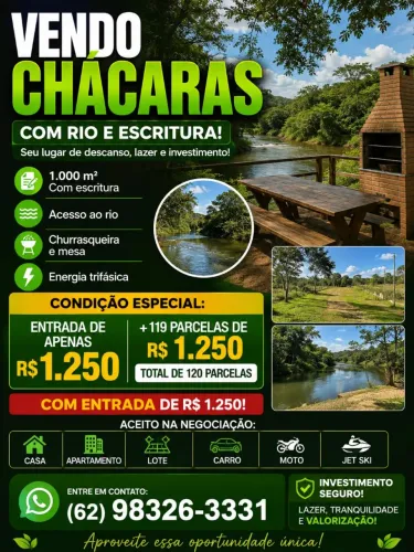 Oportunidade de compra de chácaras na planta facilitado