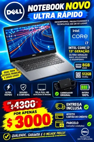 Notebook Dell Top i7 ultra Rápido última geração