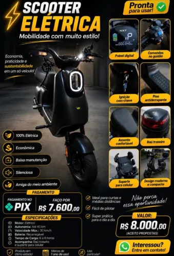 Scooter Elétrica NXT - Pronta para Usar! Pouco Tempo de Uso