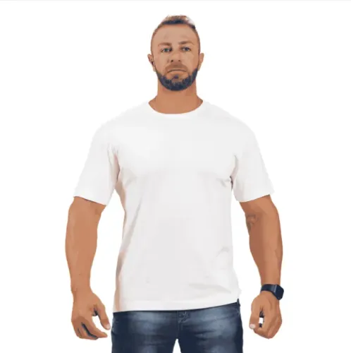 Kit 5 Camisetas 100% Algodão - Brancas