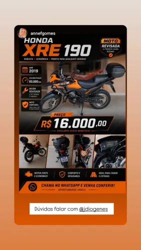 Moto Honda XRE 190 2019