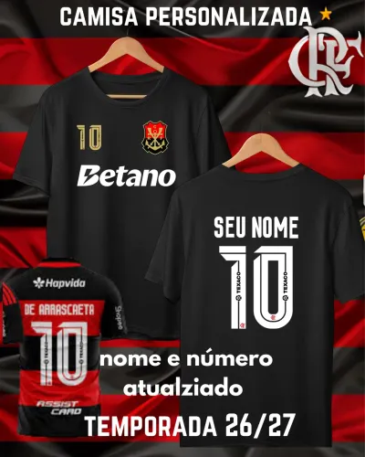 Camisa Flamengo personalizada com nome e número temporada 26 27
