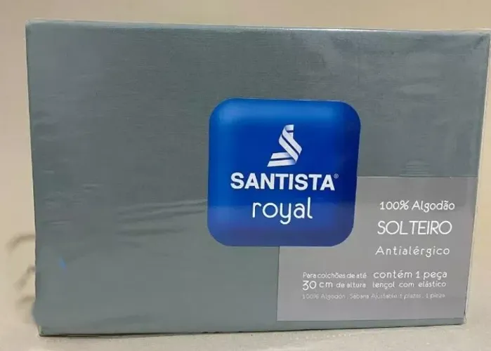 Lençol Santista Royal Plus Solteiro 100% Algodão com Elástico