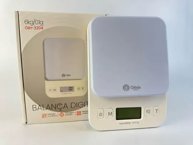 Balança Digital Precisão 0.1g À 6kg Cozinha Branco 6 Kg dois zeros