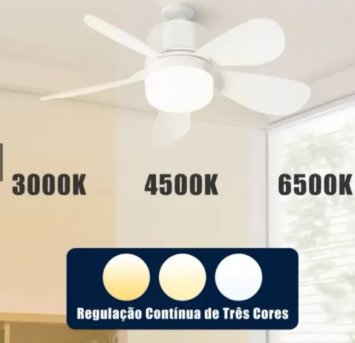 Ventilador de Teto com Luz Silencioso Controle Remoto Economica Instalação Fácil LED Bivol