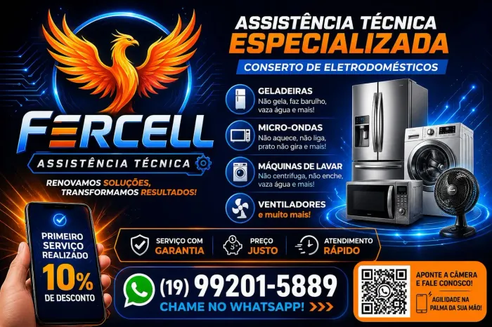 Assistência técnica em celular, microondas, ventiladores, eletrodomésticos em geral 