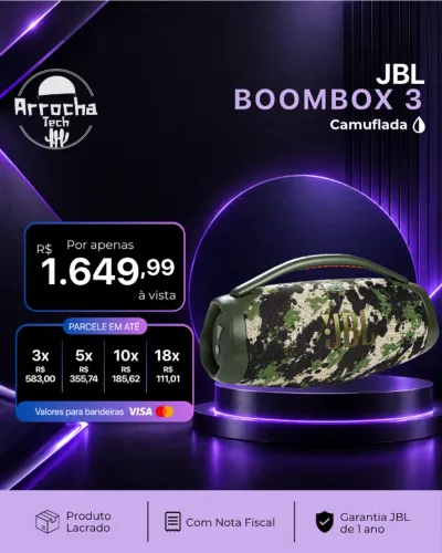 JBL - Caixa de Som Boombox 3 Camuflada - Lacrado - Com NF - Garantia JBL de 1 ano