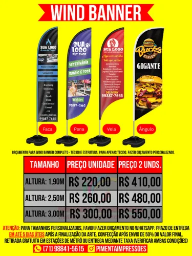 Wind Banner personalizado (completo ou somente a bandeira)