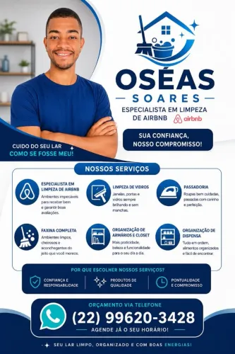 Trabalho com limpeza doméstica.  