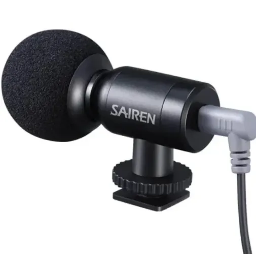 Microfone Supercardioide Sairen Nano Mic Para Câmeras e Dispositivos Móveis