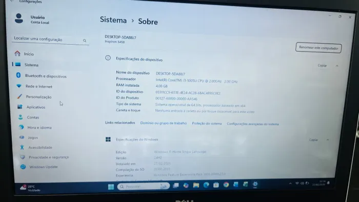 Dell inspirion 5458 I5,4gb de memória, SSD 240gb e hd 1tb na Cadu