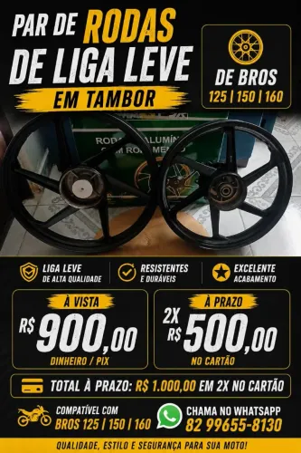 Par de Rodas liga leve bros freio a tambor