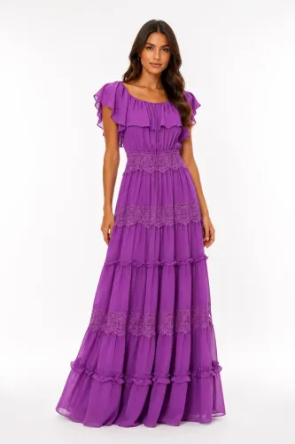 Vestido Longo Feminino Roxo - Tamanho M