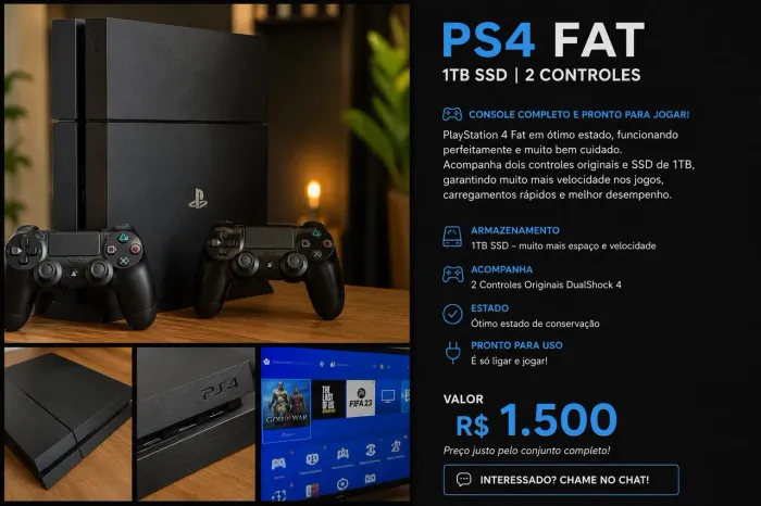 PS4 Fat - 1 TB + 2 Comtroles