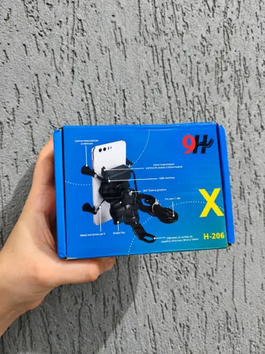 Suporte de Celular para Moto com Carregador USB 360° Articulado