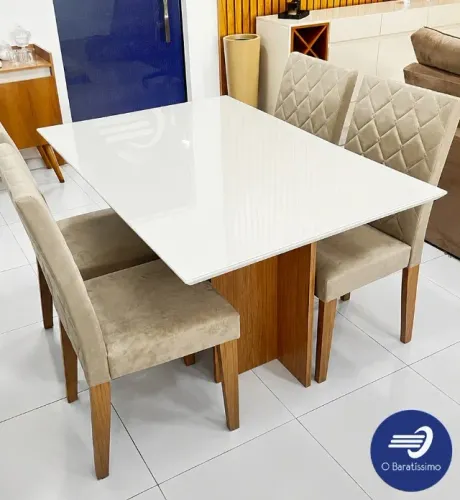 Conjunto Sala de Jantar com 4 cadeiras com Vidro 120x90