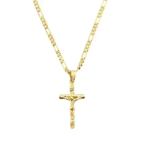 Corrente Dourada Colar Masculino Pingente de Crucifixo